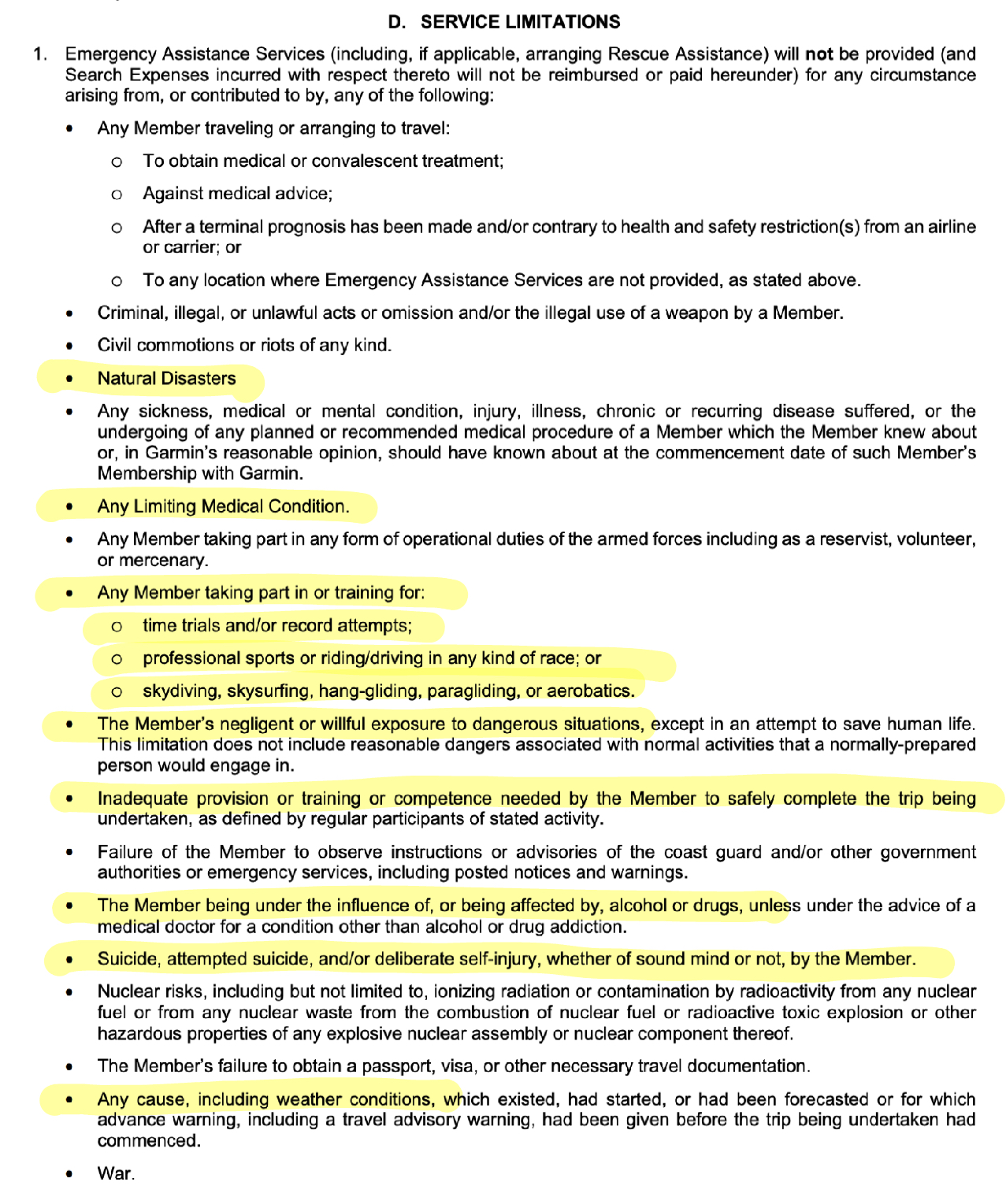 An excerpt from the IERCC Terms and Conditions